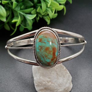 STN #C206 | Simple Turquoise Cuff Bracelet | Sterling Silver Turquoise Bracelet Cuff | Dainty Turquoise Southwest Cuff | Turquoise Bracelet