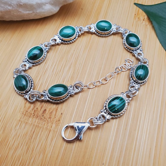 Sterling silver malachite sale bracelet