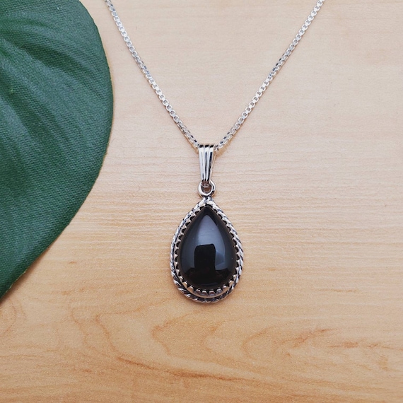 Socute925 Dainty Black Pendant Necklace | Black Necklace