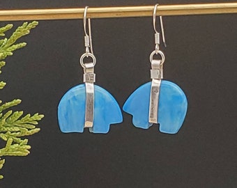 SoCute925 Denim Lapis Earrings | Southwest Bear Earrings | Southwestern Jewelry | Dainty Blue Denim Bear Earrings | Zuni Bear Shape Earrings