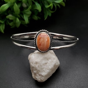 STN #C258 | Lovely Spiny Oyster Concho Bracelet Cuff | Sterling Silver Spiny Oyster Southwest Bracelet | Spiny Oyster Jewelry | Gift For Her