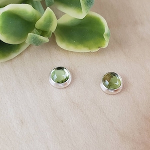 SoCute925 5mm Peridot Sterling Stud Earrings | Sterling Silver | Earring Studs | 5mm Dots | Made In USA