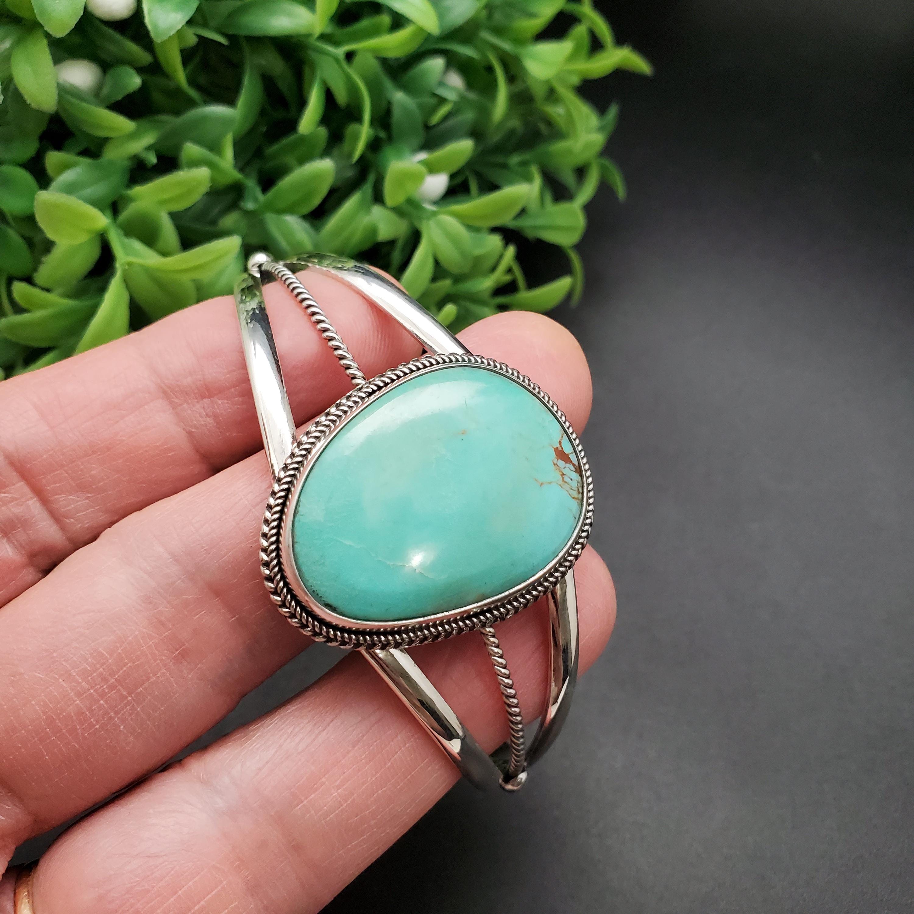 STN #C56 | ナンバー8 ターコイズ カフブレスレット | スターリング