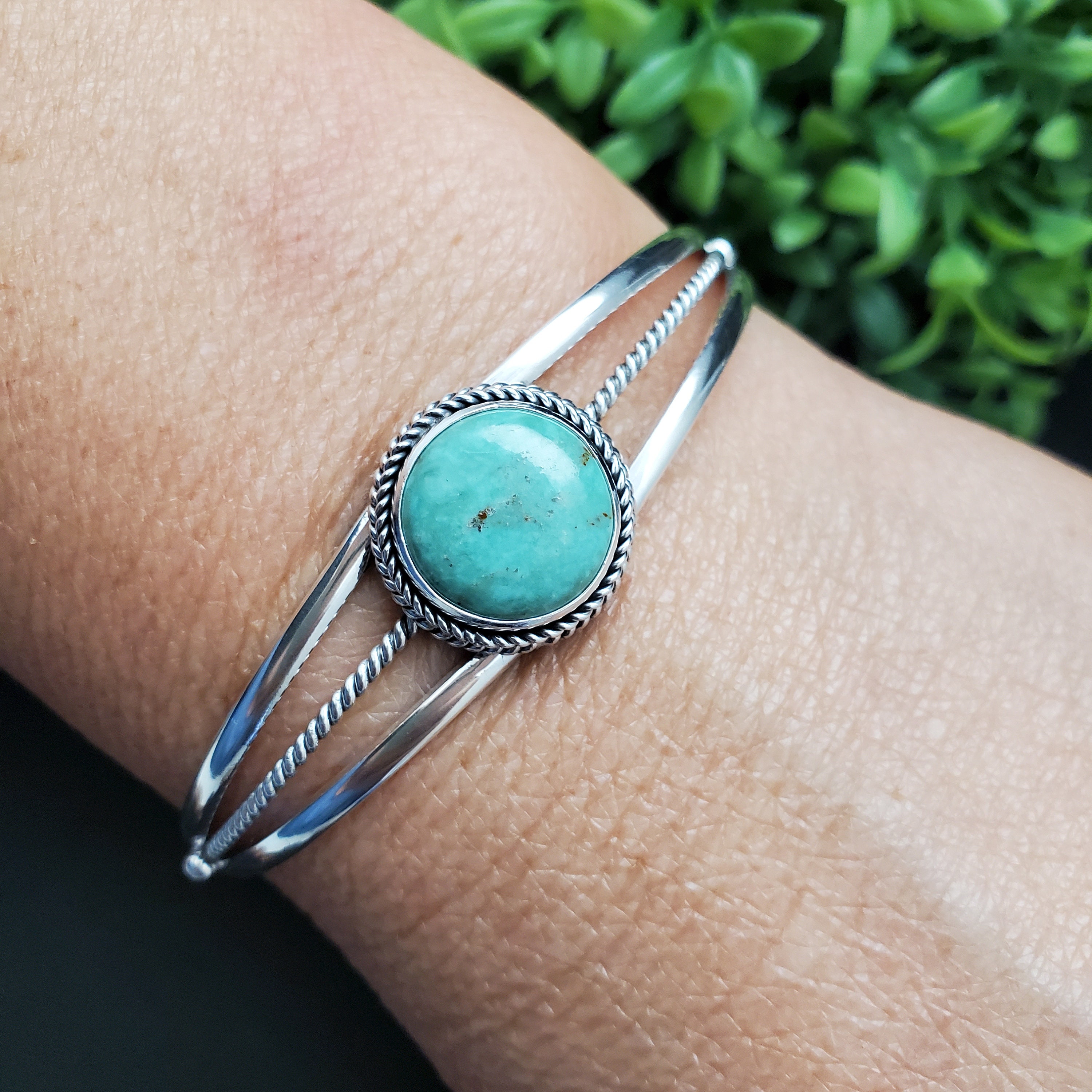 STN #C114 | 上品なキングマン ターコイズ カフ ブレスレット