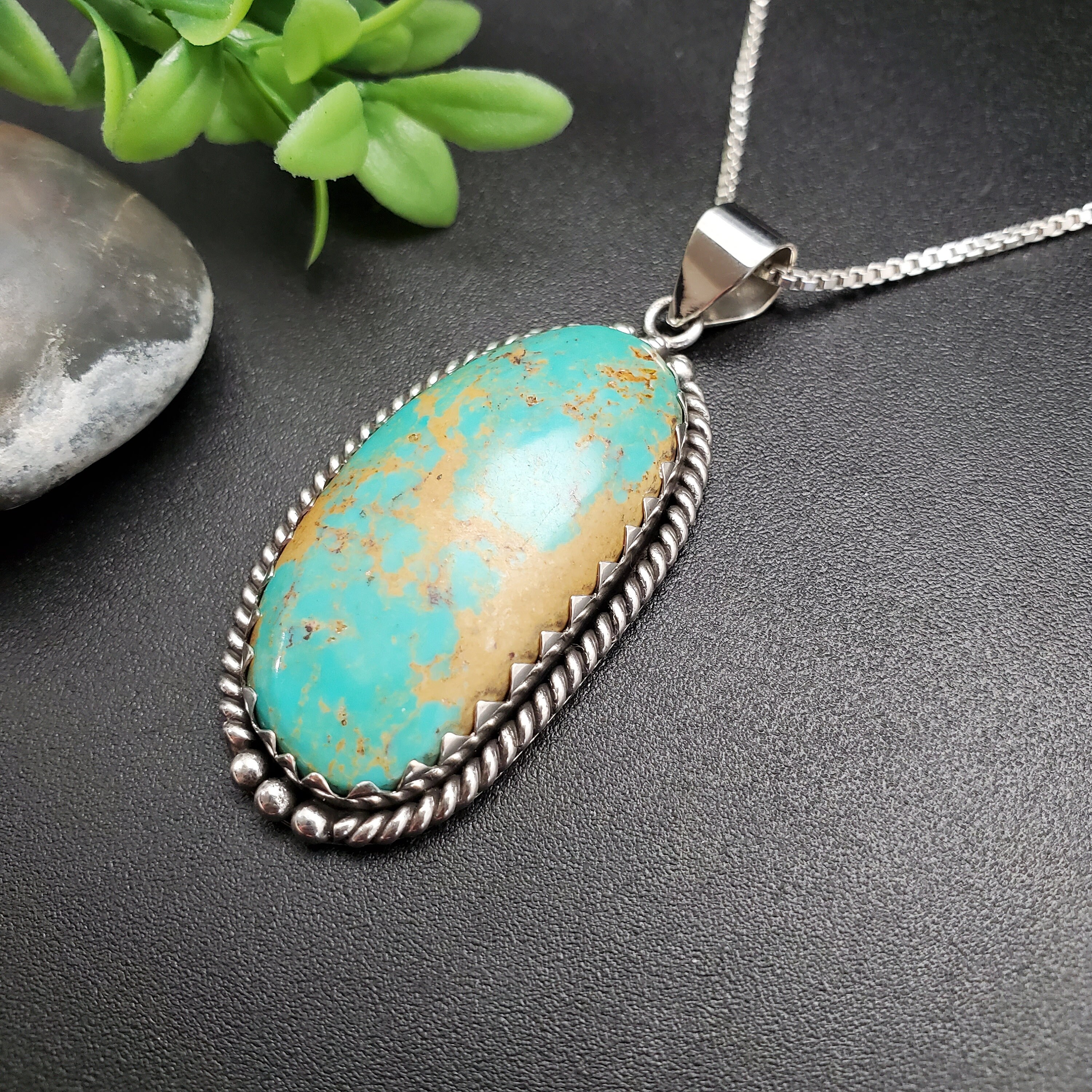TQP#031 | Sonny TN Turquoise Pendant | Sterling Silver Kingman Turquoise Necklace Pendant Options With Silver Chain | Big Turquoise Jewelry