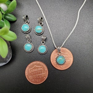 STN 64 Small Handmade 6mm Round Kingman Turquoise Necklace Pendant With Silver Chain Sterling Silver Turquoise Pendant Tiny Pendant image 6