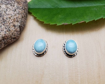 SoCute925 Eleganta Larimar-örhängen | Larimar-örhängen i sterlingsilver | Eleganta aquablå örhängen | Silver Larimar-smycken tillverkade i USA