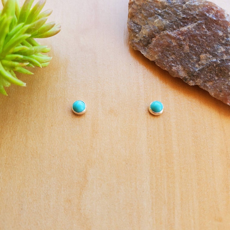 SoCute925 Tiny Turquoise Studs | Sterling Silver Petite Color Studs | Super Small Studs | Turquoise Stud Earrings | Tiny Silver Post Earring image 7