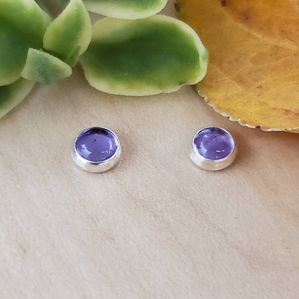 SoCute925 5mm Amethyst Stud Earrings | Amethyst Post Earrings | Sterling Silver Posts | Purple Stud Earrings | Purple Gemstone Small Posts