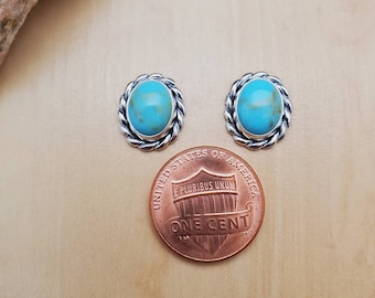 SoCute925 Kingman Türkis Ohrringe | Silber Türkis Ohrringe | Brautjungfer Geschenk | Geschenk für sie | Einfache Türkis Ohrstecker Made in USA