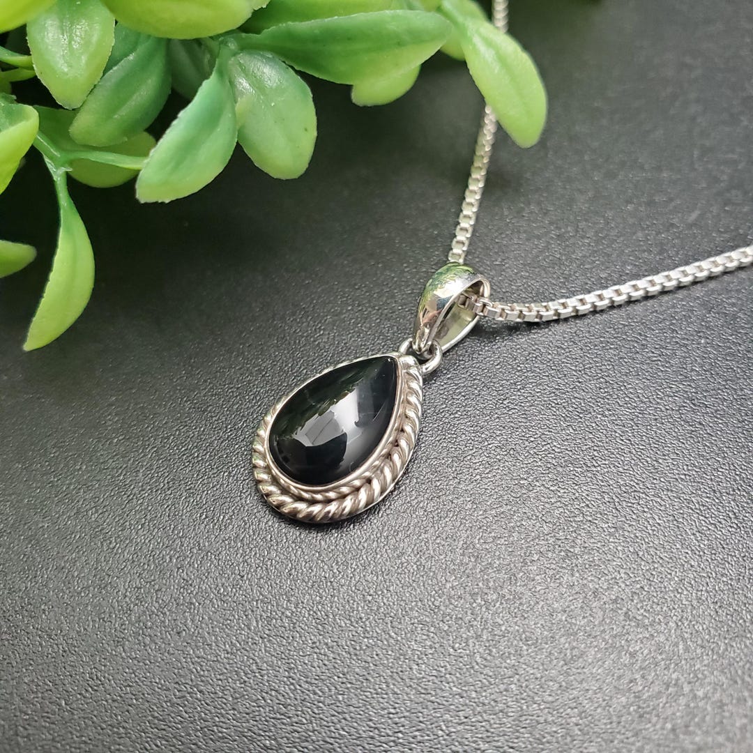 STN #120 | Teardrop Black Onyx Necklace Pendant With Options of