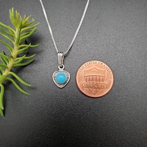 Dainty Blue Turquoise Heart Pendant With Silver Chain 16 inch | Sterling Silver Turquoise Heart Necklace | Southwestern Jewelry Made in USA