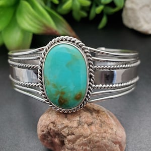 STN #C44 | Number 8 Turquoise Cuff Bracelet | Sterling Silver Turquoise Bracelet | Turquoise Bracelet Cuff | Free Shape Southwest Bracelet