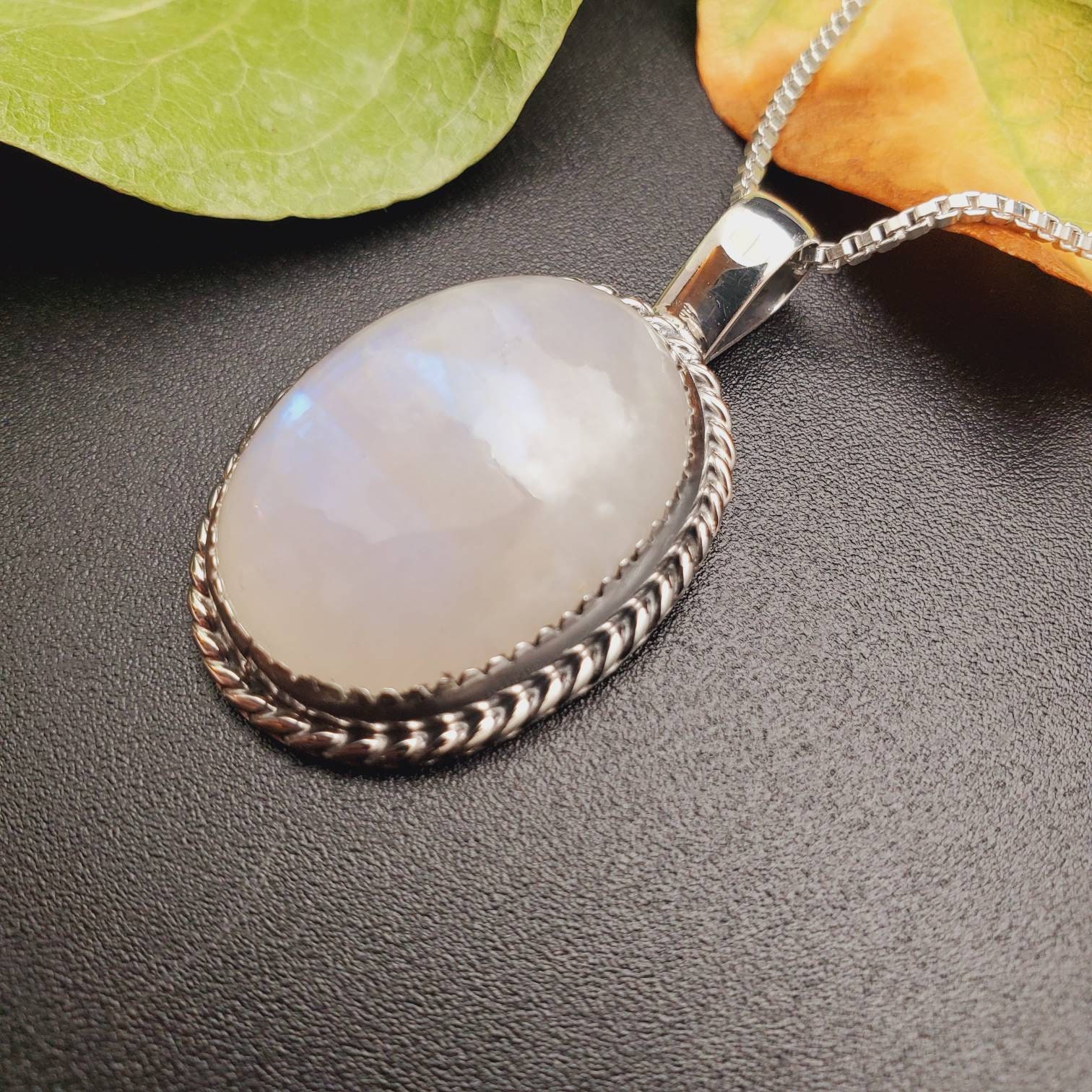 STN #348 | Rainbow Moonstone Necklace Pendant Options With Silver