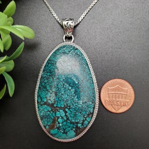 STN #13 | Lovely Turquoise Necklace Pendant With Silver Chain Necklace ...