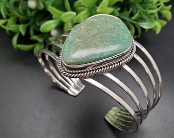 STN #C18 | Number 8 Turquoise Cuff Bracelet | Sterling Silver Turquoise Bracelet | Turquoise Bracelet Cuff | Free Shape Southwest Bracelet