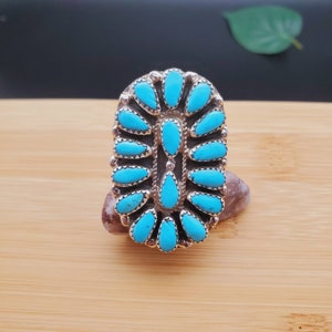 SoCute925 Grote Cluster Turquoise Ring Maat 9.5us | Lady Ring | Turquoise Ring | Sterling Zilveren Ring | Turquoise Zuidwest ring | Gemaakt in de VS