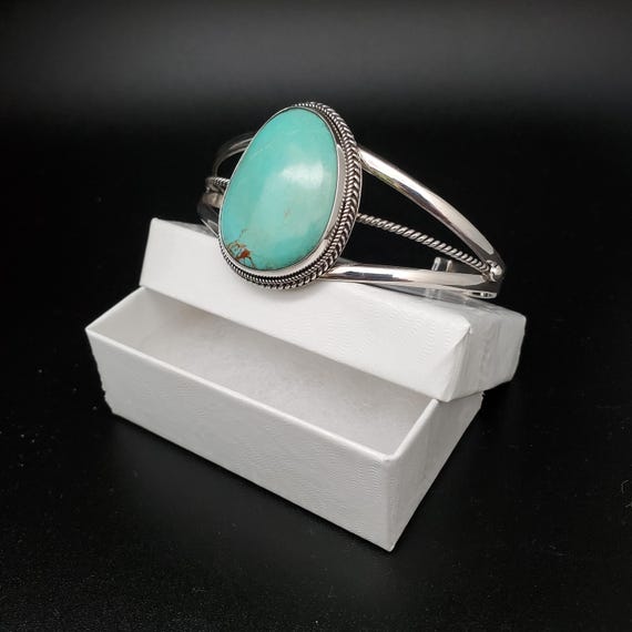 STN #C56 | ナンバー8 ターコイズ カフブレスレット | スターリング