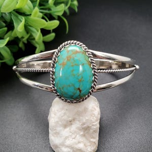 STN #C207 | Southwest Turquoise Cuff Bracelet | Sterling Silver Turquoise Bracelet Cuff | Turquoise Southwestern Bracelet | Made in USA