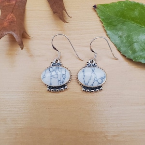 SoCute925 White Buffalo Turquoise Earrings | Sterling Silver Dangle Earrings | Boho Earrings | For Her | Made in USA