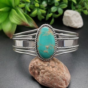 STN #C41 | Number 8 Turquoise Cuff Bracelet | Sterling Silver Turquoise Bracelet | Turquoise Bracelet Cuff | Free Shape Southwest Bracelet