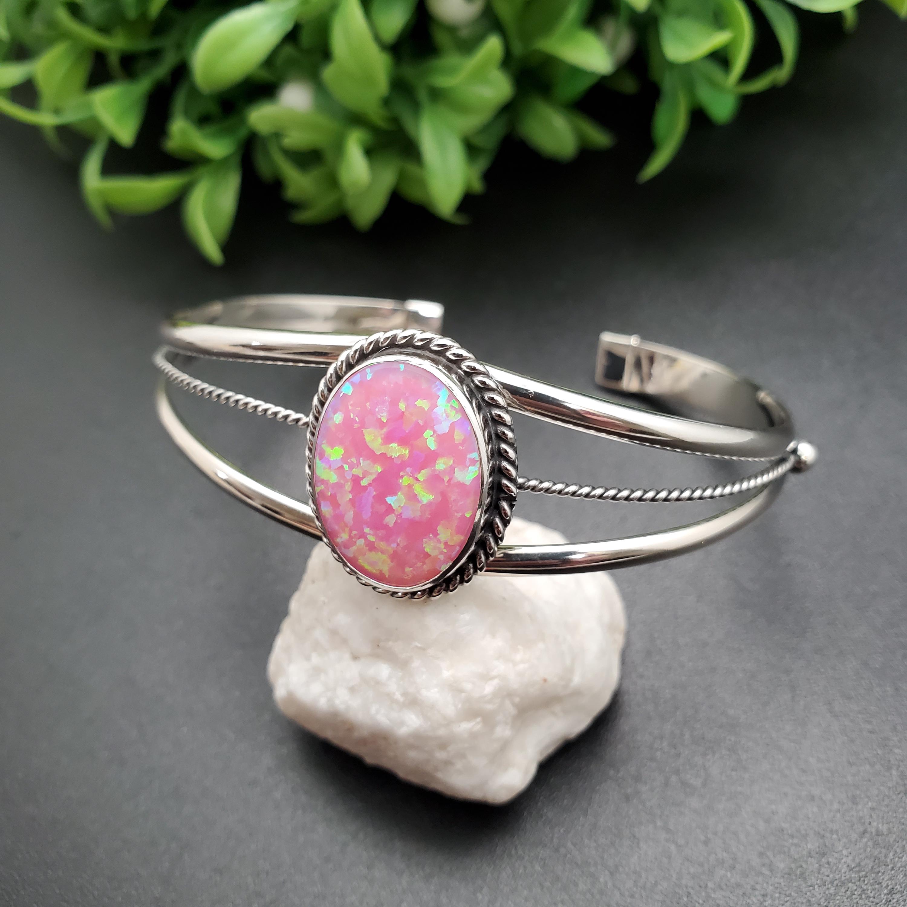 シルバー オパールブレスレット STN #C239 | ファイアカラーオパールブレスレットカフ | スターリング