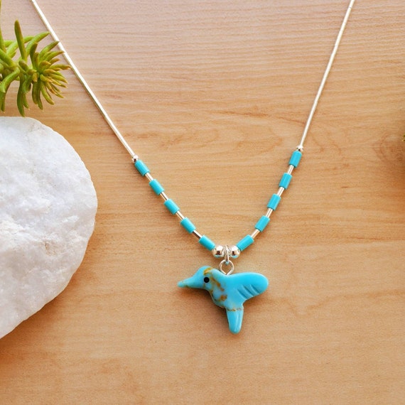Turquoise hummingbird shop necklace