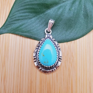 SoCute925 Kingman Turquoise hanger zonder sterlingzilveren ketting | Zilveren turkoois kettinghanger | Zuidwestelijke sieraden | Gemaakt in de VS