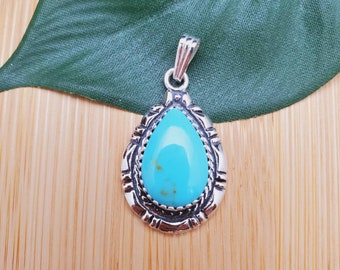 SoCute925 Kingman Turquoise hanger zonder sterlingzilveren ketting | Zilveren turkoois kettinghanger | Zuidwestelijke sieraden | Gemaakt in de VS