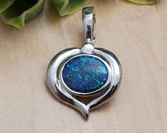 Green Opal Necklace Pendant Without Chain | Sterling Silver Fire Opal Pendant | Dainty Green Opal Pendant | Green Opal Southwestern Jewelry