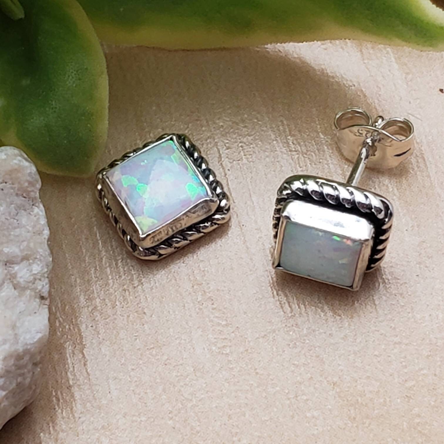 Opal Stud Earrings Sterling Silver Solitaire Style India Ubuy #9 Opal Stud Earrings Sterling Silver Solitaire Style India Ubuy