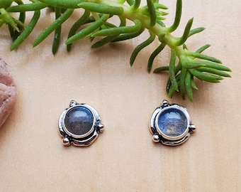 SoCute925 Small Labradorite Post Earrings | Labradorite Stud Earrings | Sterling Silver Posts | Labradorite Southwest Earrings Made in USA