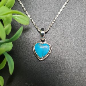 STN #110 | Dainty Turquoise Heart Necklace Pendant Options With Silver Chain Necklace | Sterling Silver Blue Turquoise Necklace Gift For Her