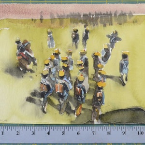 Battle of Waterloo Original Watercolor Painting, French Napoleonic Infantry Uniform, Toy Soldiers Wargame. Museum Diorama Art, Todd Tremeer.