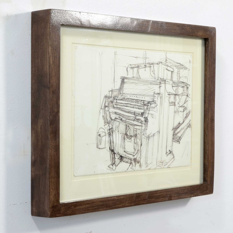 Original Drawing, Museum Interior With Abandoned Pump Organ Piano ...