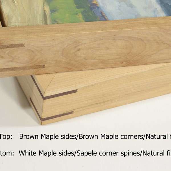 Maple Picture Frames for Large Paintings. 2 Inch Deep Custom Modern Minimalist Solid Hardwood/ Oak Float Frames for Art on Canvas, 1/2 wide.