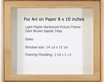 Picture Frame & Glass 12x14 Inches. Solid Hardwood Maple Frame for Matted Art on Paper 8x10 inches. Custom orders welcome. Todd Tremeer