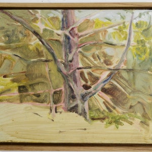 Arte paesaggistica canadese, dipinto di pino, scudo canadese Killarney Canada, piccolo dipinto originale, schizzo a olio 8x10, artista Todd Tremeer