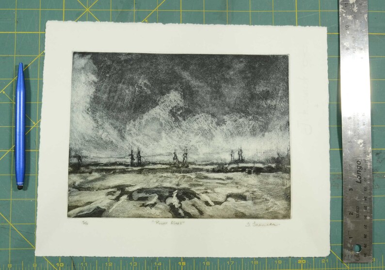 Original Art Landscape Etching Color Printmaking Intaglio Etsy