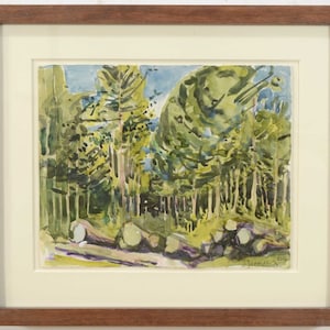 French Landscape Painting  of Trees. Original art Watercolor Painting of France, Plein-air Painting Travel Sketch. Artist Todd Tremeer