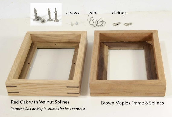 Wood Floater Frame for Painting 5x7, 6x8, 8x10 Inches. Solid Oak