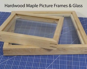 Natural Wood Picture Frame & Glass, Solid Maple Hardwood Frames for Original Art, Contemporary Modern Art Gallery Minimalist Style,