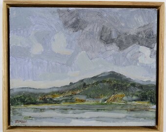 Kanadische Landschaft Ölgemälde Original Art. Gewitterwolken, dramatischer Himmel über See. Künstler Todd Tremeer