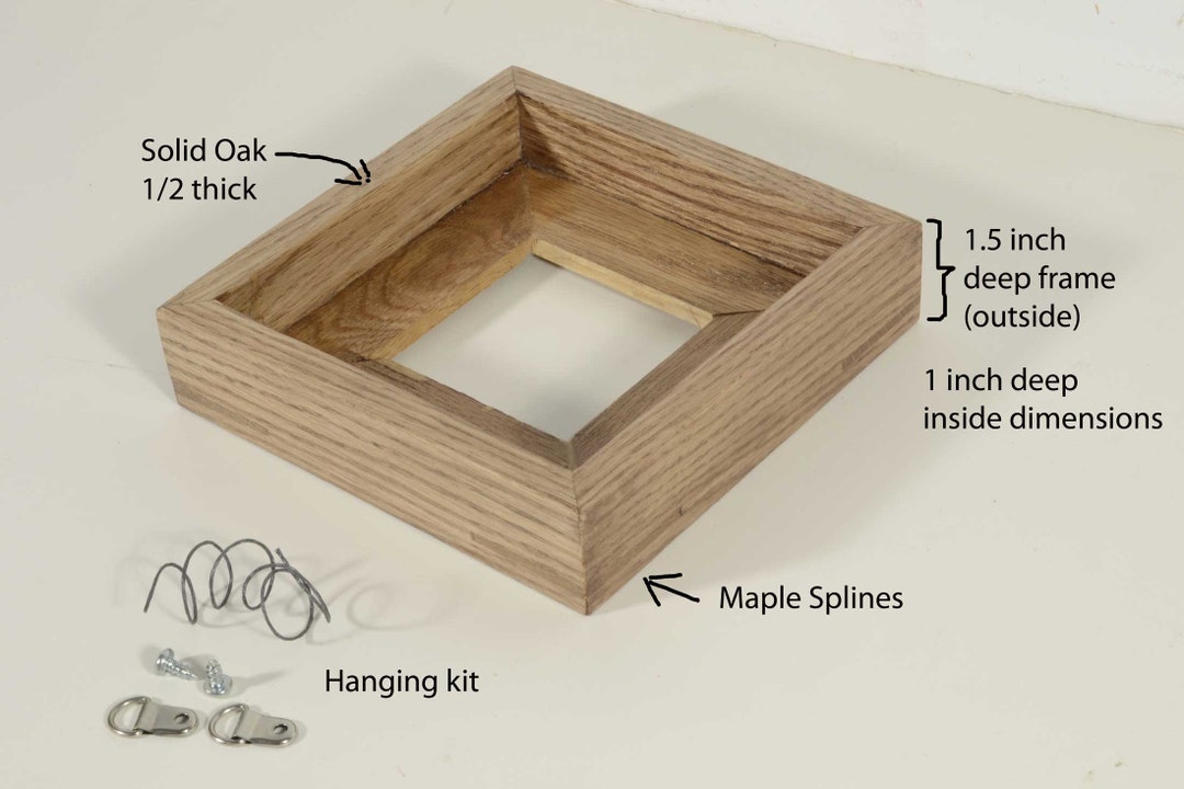 Square Picture Frame for Painting on Canvas. Solid Oak & Maple Hardwood