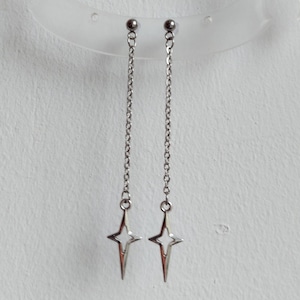 Long  chain star earrings Falling star earrings Polar star Gothic earrings Rock star’s girlfriend earrings Spike earrings Grunge style
