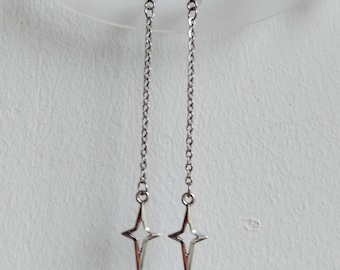 Long  chain star earrings Falling star earrings Polar star Gothic earrings Rock star’s girlfriend earrings Spike earrings Grunge style
