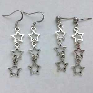 Silver star earrings Y2k layered star Rock star’s girlfriend earrings Falling star earrings Minimalist earrings Gothic earrings Celestial