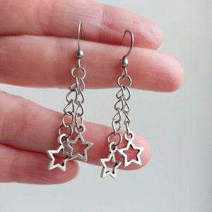 Silver north star earrings Polar star earrings Celestial jewelry Hypoallergenic stainless steel hook Whimsygoth star Gothic Grunge Y2K Gift
