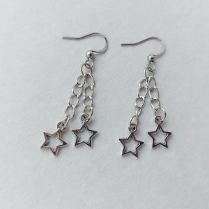 Silver star earrings Starstruck earrings Polar star earrings Y2K jewelry Celestial earring Rock star’s girlfriend earring Grunge style