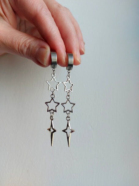 Silver Falling Star Earrings North Star Polar Star Y2K